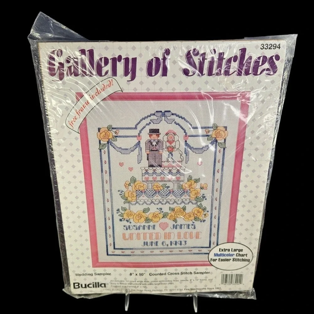 Bucilla‎ Wedding Sampler Counted Cross Stitch Kit Frame Included Personalize New